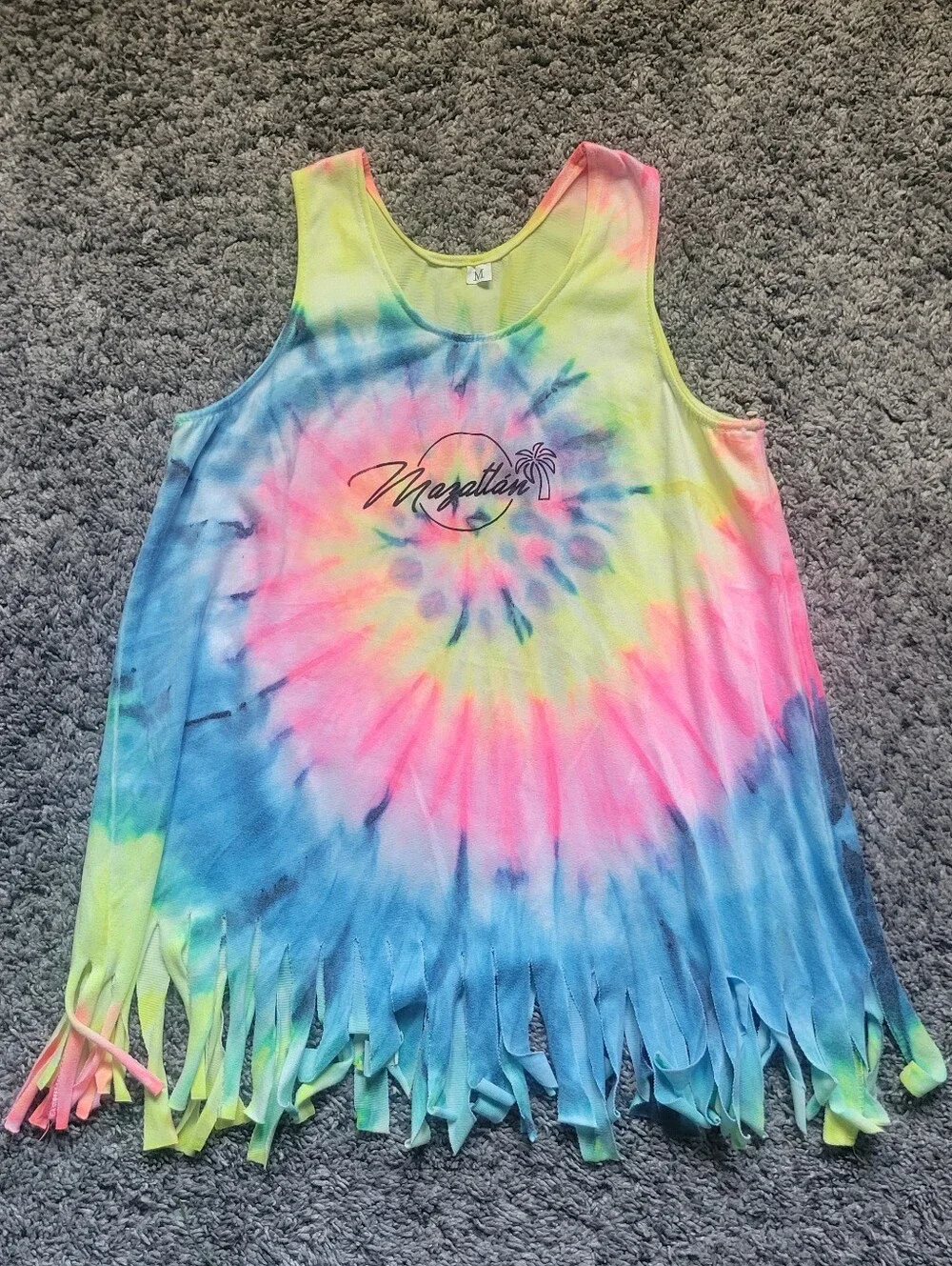 Girls' Neon Tie-Dye Fringe Dress Swimsuit Cover-up Mazatlán Size 4T